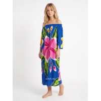 Hand Painted Rayon Off Shoulder Dress